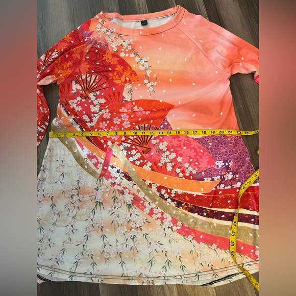 NWOT Japanese Cherry Blossom Long Sleeve Tunic SZ 2X - Picture 6 of 11